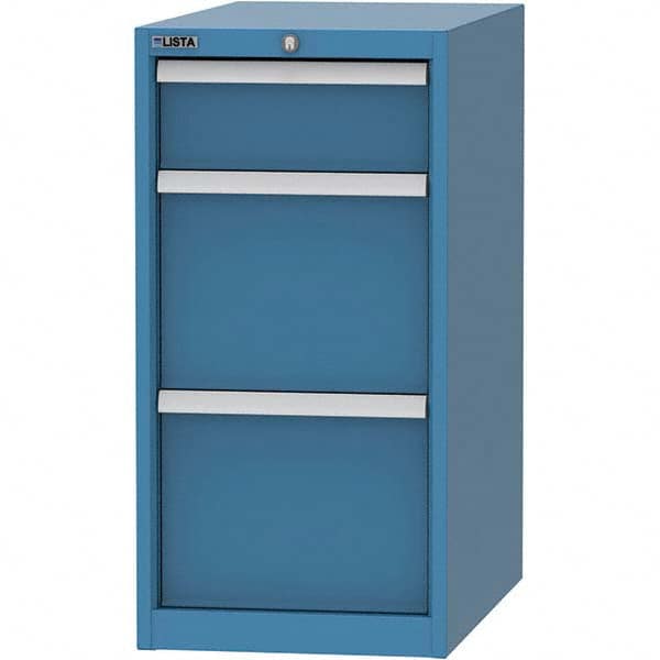 LISTA - 3 Drawer, 45 Compartment Bright Blue Steel Modular Storage Cabinet - Exact Industrial Supply