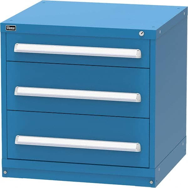 Vidmar - 3 Drawer Bright Blue Steel Modular Storage Cabinet - Exact Industrial Supply