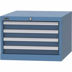 LISTA - 4 Drawer, 99 Compartment Bright Blue Steel Modular Storage Cabinet - Exact Industrial Supply