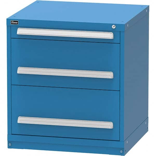 Vidmar - 3 Drawer, 344 Compartment Bright Blue Steel Modular Storage Cabinet - Exact Industrial Supply