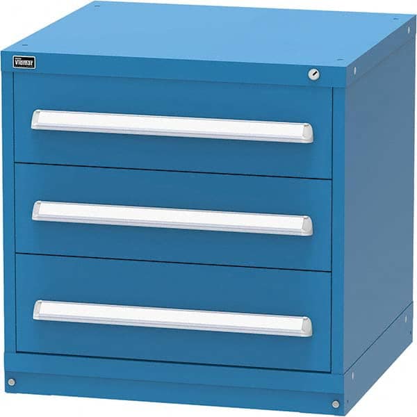 Vidmar - 3 Drawer Bright Blue Steel Modular Storage Cabinet - Exact Industrial Supply