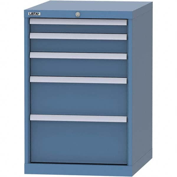 LISTA - 5 Drawer, 99 Compartment Bright Blue Steel Modular Storage Cabinet - Exact Industrial Supply