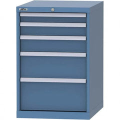 LISTA - 5 Drawer, 99 Compartment Bright Blue Steel Modular Storage Cabinet - Exact Industrial Supply