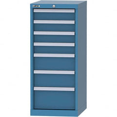 LISTA - 7 Drawer, 216 Compartment Bright Blue Steel Modular Storage Cabinet - Exact Industrial Supply