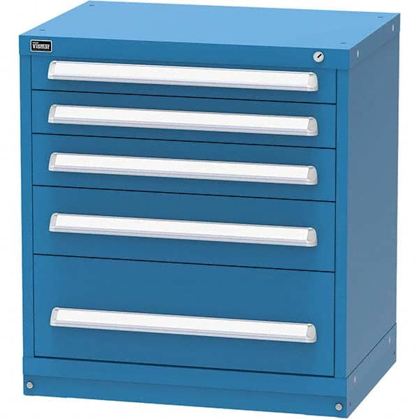 Vidmar - 5 Drawer, 45 Compartment Bright Blue Steel Modular Storage Cabinet - Exact Industrial Supply