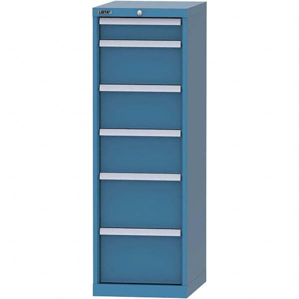 LISTA - 6 Drawer, 216 Compartment Bright Blue Steel Modular Storage Cabinet - Exact Industrial Supply