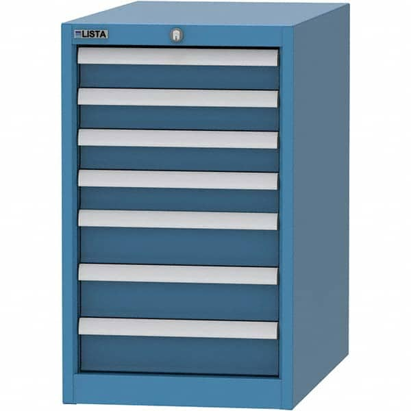 LISTA - 7 Drawer, 45 Compartment Bright Blue Steel Modular Storage Cabinet - Exact Industrial Supply