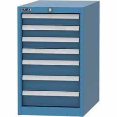 LISTA - 7 Drawer, 45 Compartment Bright Blue Steel Modular Storage Cabinet - Exact Industrial Supply