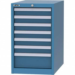 LISTA - 7 Drawer, 45 Compartment Bright Blue Steel Modular Storage Cabinet - Exact Industrial Supply