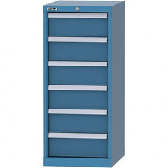 LISTA - 6 Drawer, 216 Compartment Bright Blue Steel Modular Storage Cabinet - Exact Industrial Supply