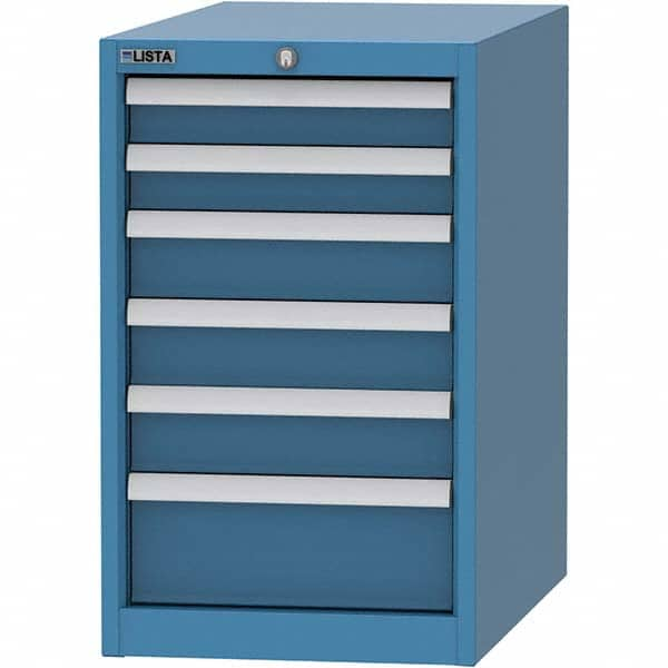 LISTA - 6 Drawer, 45 Compartment Bright Blue Steel Modular Storage Cabinet - Exact Industrial Supply