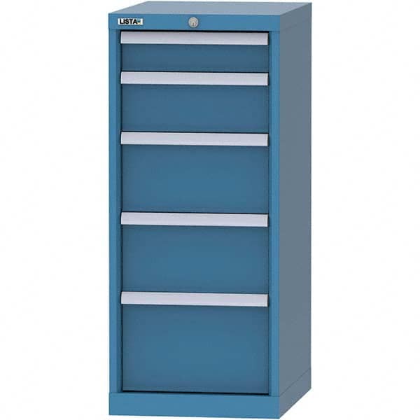 LISTA - 5 Drawer, 216 Compartment Bright Blue Steel Modular Storage Cabinet - Exact Industrial Supply