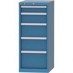 LISTA - 5 Drawer, 216 Compartment Bright Blue Steel Modular Storage Cabinet - Exact Industrial Supply