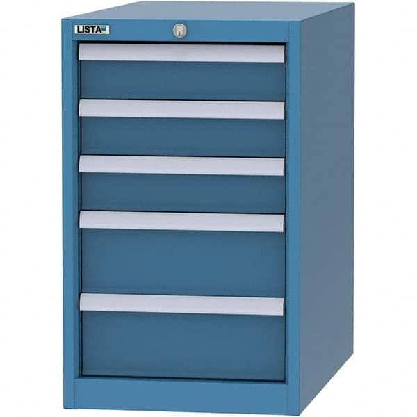 LISTA - 5 Drawer, 45 Compartment Bright Blue Steel Modular Storage Cabinet - Exact Industrial Supply