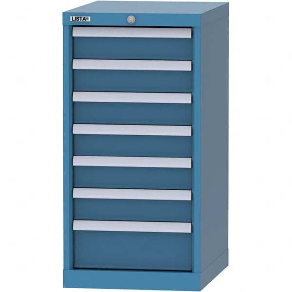 LISTA - 7 Drawer, 216 Compartment Bright Blue Steel Modular Storage Cabinet - Exact Industrial Supply