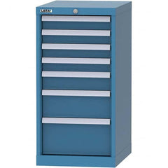 LISTA - 7 Drawer, 216 Compartment Bright Blue Steel Modular Storage Cabinet - Exact Industrial Supply