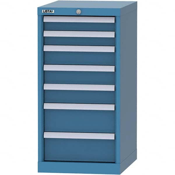 LISTA - 7 Drawer, 216 Compartment Bright Blue Steel Modular Storage Cabinet - Exact Industrial Supply