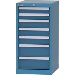 LISTA - 7 Drawer, 216 Compartment Bright Blue Steel Modular Storage Cabinet - Exact Industrial Supply