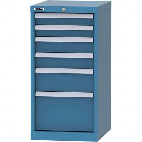 LISTA - 6 Drawer, 216 Compartment Bright Blue Steel Modular Storage Cabinet - Exact Industrial Supply