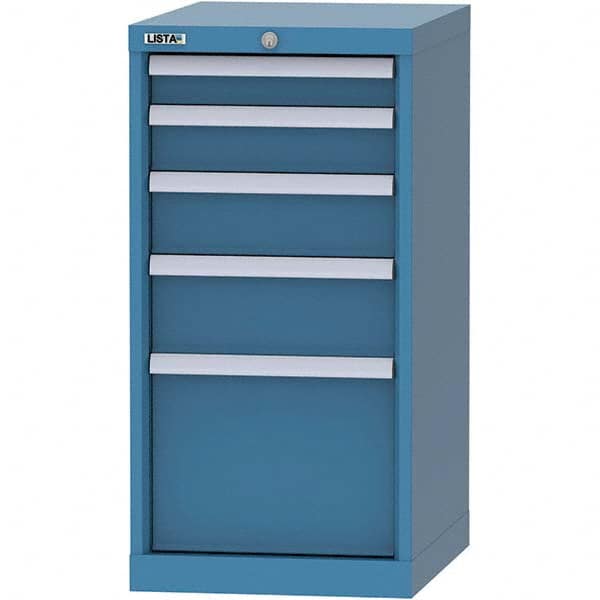 LISTA - 5 Drawer, 216 Compartment Bright Blue Steel Modular Storage Cabinet - Exact Industrial Supply