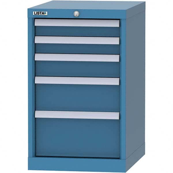 LISTA - 5 Drawer, 216 Compartment Bright Blue Steel Modular Storage Cabinet - Exact Industrial Supply