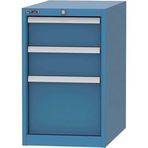 LISTA - 3 Drawer, 45 Compartment Bright Blue Steel Modular Storage Cabinet - Exact Industrial Supply