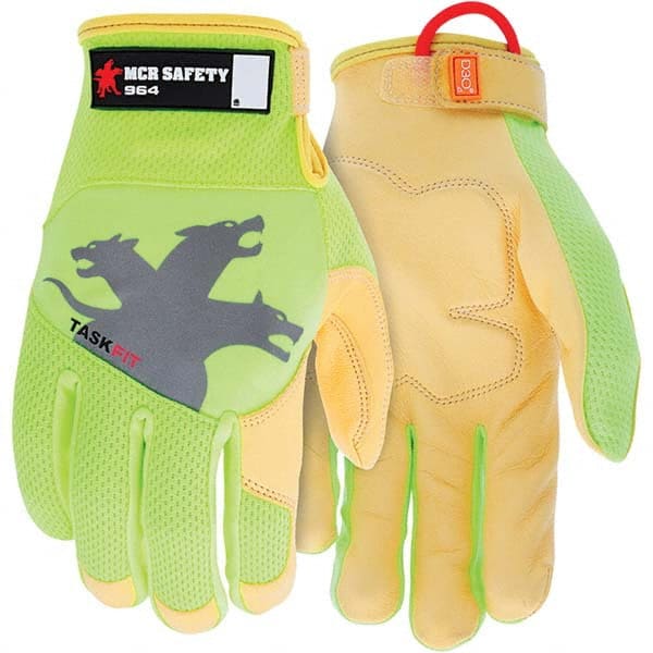 Gloves: Size 2XL High-Visibility Lime, Padded Palm Grip, High Visibility