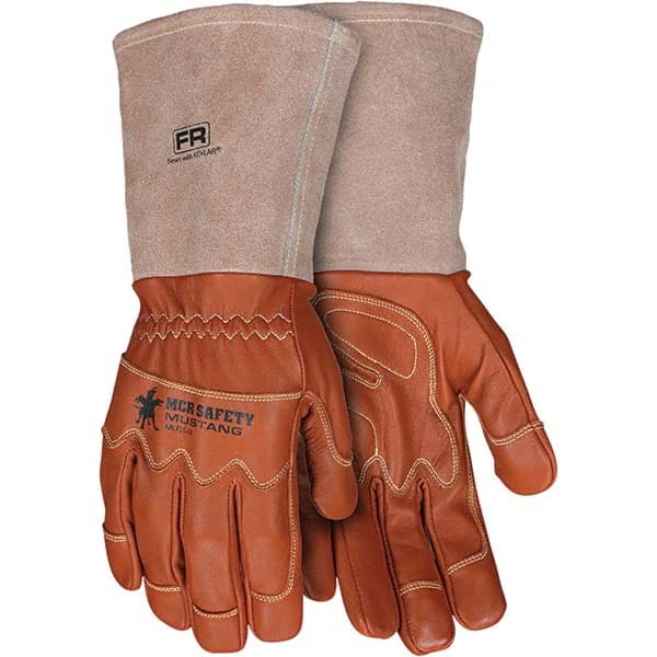 Gloves: Size 2XL Beige & Brown, Smooth Grip