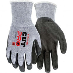Cut-Resistant Gloves: Size XL, ANSI Cut A4, Polyurethane, HPPE Blue & Gray, Palm & Fingertips Coated, HPPE Back, Polyurethane Grip