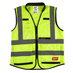 High Visibility Vest: Large & X-Large Yellow, Zipper Closure