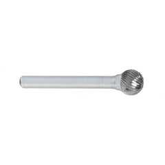 ‎SD-3 -3/8 × 3/8 LOC × 1/4 Shank × 2 OAL Ball Shape Carbide Medium Right Hand Spiral Burr - Exact Industrial Supply
