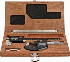 Mitutoyo - 4 Piece, Machinist Caliper and Micrometer Tool Kit - 0 to 6 Inch Caliper, 1 Inch Micrometer, 0.0001 Inch Graduation - Exact Industrial Supply