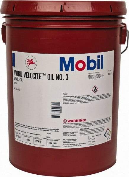 Mobil - 5 Gal Pail Mineral Spindle Oil - ISO 2, 2.1 cSt at 40°C & 0.95 cSt at 100°C - Exact Industrial Supply