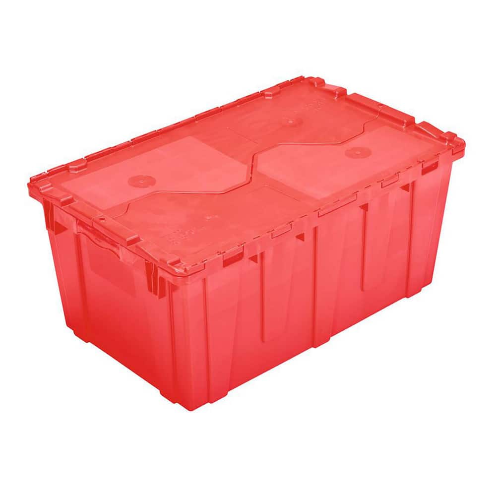 2.4 Cu Ft, 70 Lb Load Capacity Red Polyethylene Attached-Lid Container Stacking, Nesting, 26.9″ Long x 16.9″ Wide x 12.1″ High, Lid Included