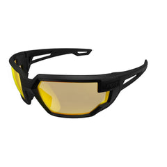 Safety Glasses; Type: Safety; Frame Style: Full-Framed; Lens Coating: Anti-Fog; Scratch Resistant; Frame Color: Black; Lens Color: Amber; Lens Material: Polycarbonate; Size: One Size; Glasses Style: Wraparound; Temple Color: Black; Temple Type: Contoured;