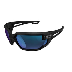 Safety Glasses; Type: Safety; Frame Style: Full-Framed; Lens Coating: Anti-Fog; Scratch Resistant; Frame Color: Black; Lens Color: Blue Mirror; Lens Material: Polycarbonate; Size: One Size; Glasses Style: Wraparound; Temple Color: Black; Temple Type: Cont