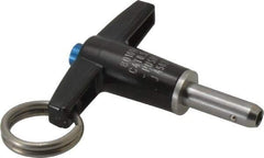 Jergens - 1/4" Diam, 1/2" Usable Length, T Handle, Push Button Quick Release Pin - 2" Overall Length, Grade 17-4 Stainless Steel, Passivated Finish - Exact Industrial Supply