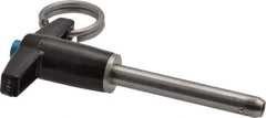 Jergens - 1/4" Diam, 1-1/2" Usable Length, T Handle, Push Button Quick Release Pin - 3" Overall Length, Grade 17-4 Stainless Steel, Passivated Finish - Exact Industrial Supply