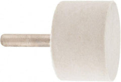 Value Collection - 1-1/2" Diam, 1/4" Shank Diam, Cylinder Shaped Mounted Bob - Hard Density, 1" Head Length, 2" Shank Length, Wool Felt - Exact Industrial Supply