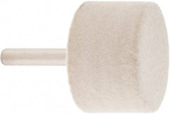Value Collection - 1-1/2" Diam, 1/4" Shank Diam, Cylinder Shaped Mounted Bob - Medium Density, 1" Head Length, 2" Shank Length, Wool Felt - Exact Industrial Supply