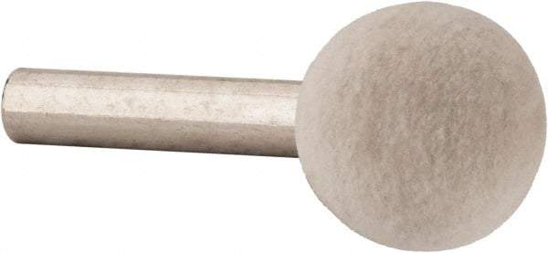 Value Collection - 3/4" Diam, 1/4" Shank Diam, Ball Shaped Mounted Bob - Medium Density, 3/4" Head Length, 2" Shank Length, Wool Felt - Exact Industrial Supply
