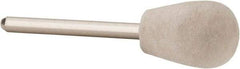 Value Collection - 1/2" Diam, 1/8" Shank Diam, Olive Shaped Mounted Bob - Hard Density, 3/4" Head Length, 2" Shank Length, Wool Felt - Exact Industrial Supply