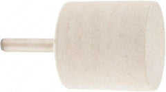 Value Collection - 1-1/2" Diam, 1/4" Shank Diam, Cylinder Shaped Mounted Bob - Rock Hard Density, 1-1/2" Head Length, 2" Shank Length, Wool Felt - Exact Industrial Supply