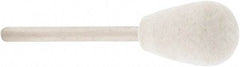Value Collection - 1/2" Diam, 1/8" Shank Diam, Olive Shaped Mounted Bob - Rock Hard Density, 3/4" Head Length, 2" Shank Length, Wool Felt - Exact Industrial Supply