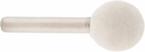 Value Collection - 3/4" Diam, 1/4" Shank Diam, Ball Shaped Mounted Bob - Rock Hard Density, 3/4" Head Length, 2" Shank Length, Wool Felt - Exact Industrial Supply