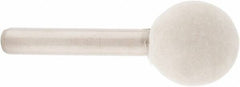 Value Collection - 3/4" Diam, 1/4" Shank Diam, Ball Shaped Mounted Bob - Rock Hard Density, 3/4" Head Length, 2" Shank Length, Wool Felt - Exact Industrial Supply
