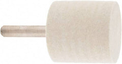 Value Collection - 1-1/4" Diam, 1/4" Shank Diam, Cylinder Shaped Mounted Bob - Hard Density, 1-1/4" Head Length, 2" Shank Length, Wool Felt - Exact Industrial Supply