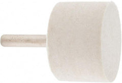 Value Collection - 1-1/2" Diam, 1/4" Shank Diam, Cylinder Shaped Mounted Bob - Rock Hard Density, 1" Head Length, 2" Shank Length, Wool Felt - Exact Industrial Supply