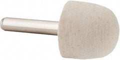 Value Collection - 1" Diam, 1/4" Shank Diam, Oval Shaped Mounted Bob - Hard Density, 1" Head Length, 2" Shank Length, Wool Felt - Exact Industrial Supply