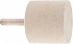 Value Collection - 1-1/2" Diam, 1/4" Shank Diam, Cylinder Shaped Mounted Bob - Hard Density, 1-1/2" Head Length, 2" Shank Length, Wool Felt - Exact Industrial Supply